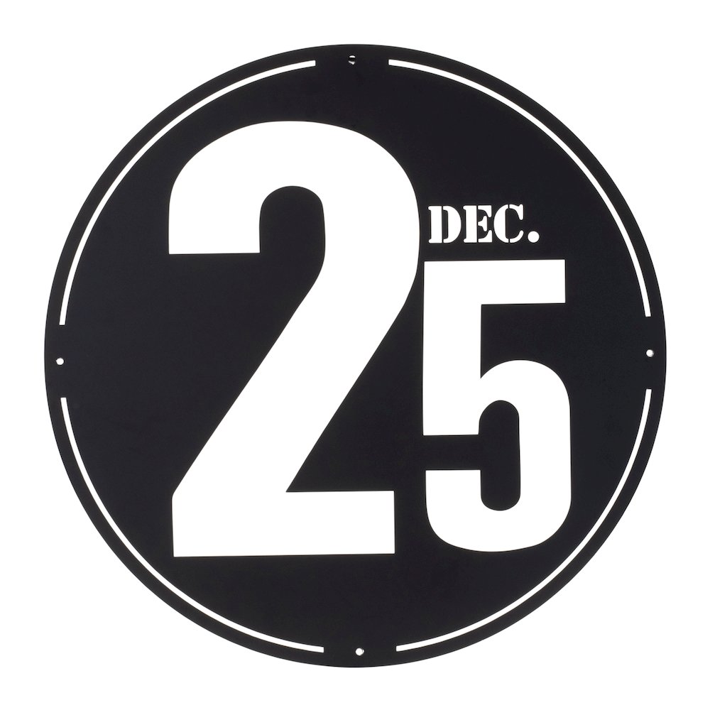 Cut Metal December 25th Plaque 24"D. Picture 1
