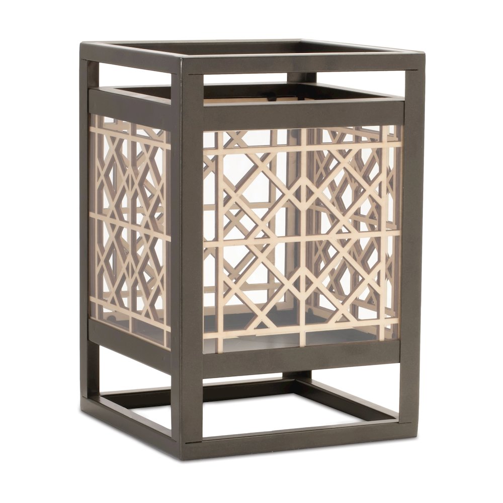 Cut Out Wood Candle Holder with Iron Frame 9.75"H. Picture 1