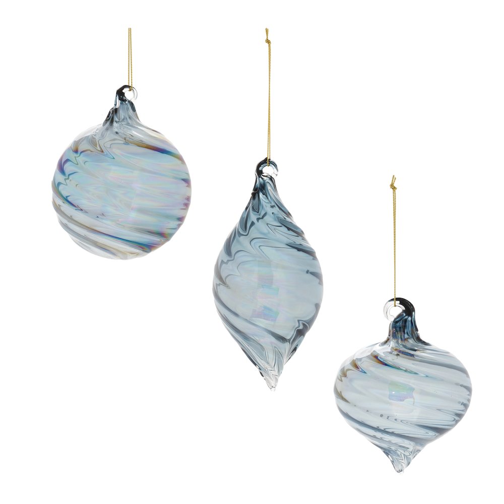 Iridescent Swirl Glass Ornament (Set of 12). Picture 1