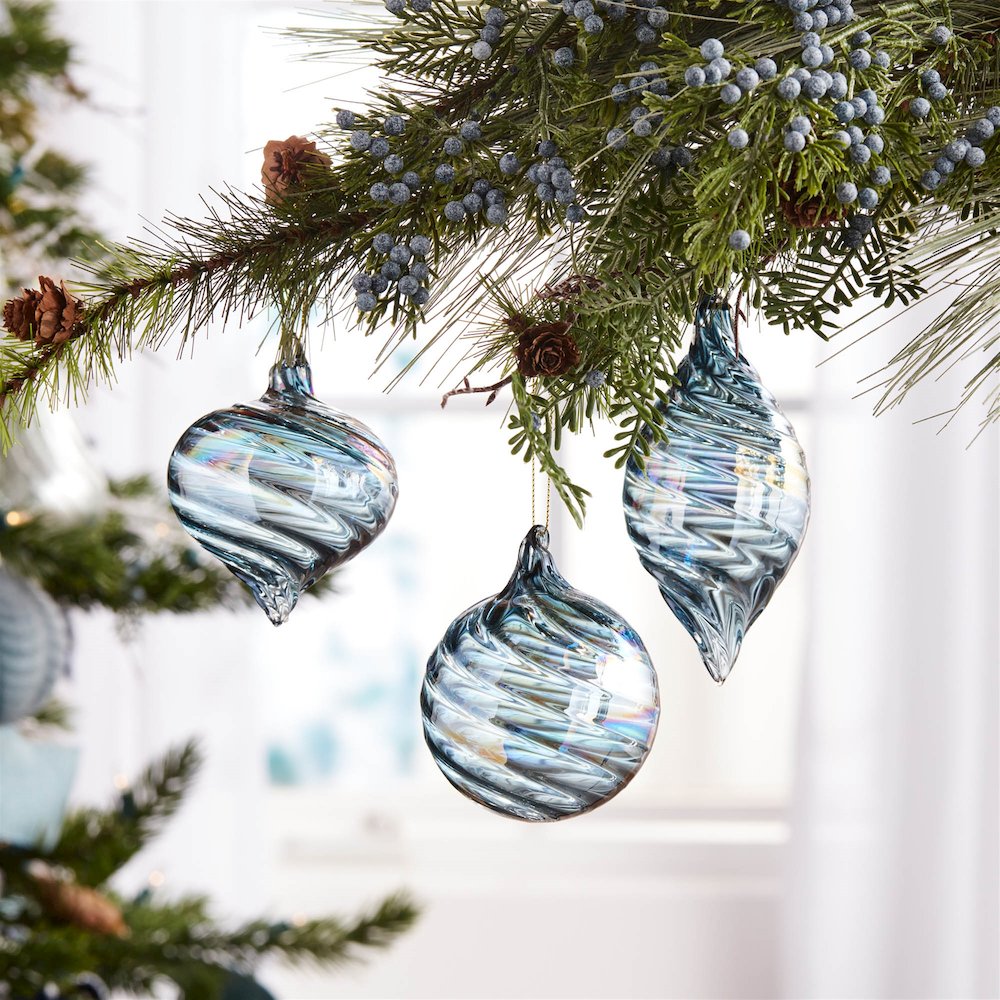 Iridescent Swirl Glass Ornament (Set of 12). Picture 2