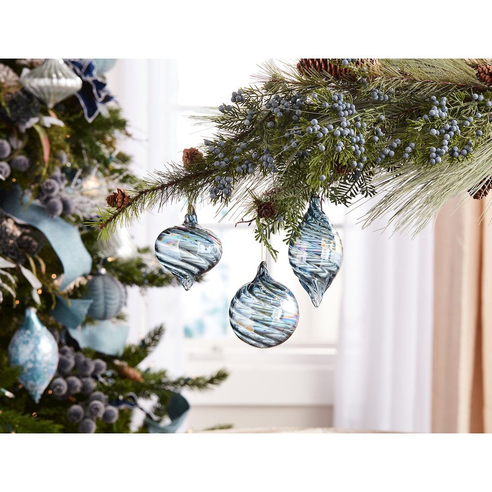 Iridescent Swirl Glass Ornament (Set of 12). Picture 3