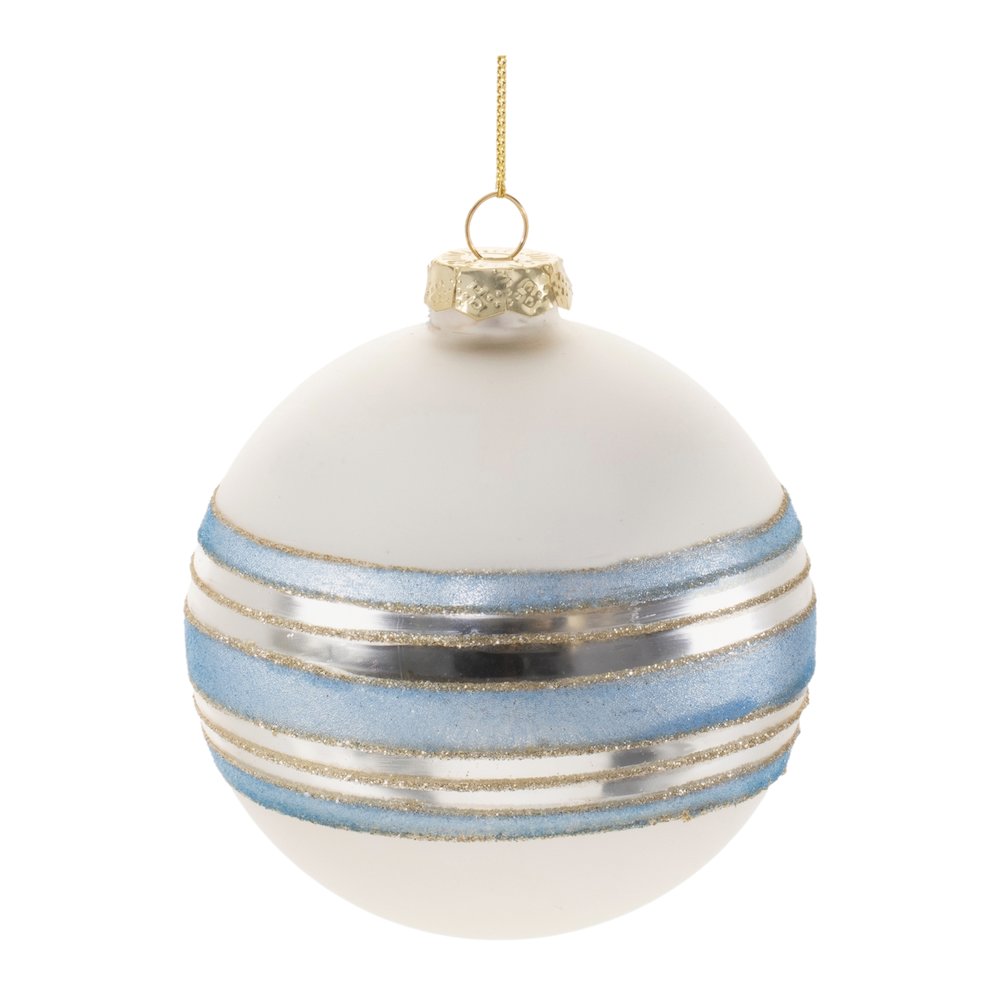 Striped Glass Ball Ornament (Set of 6). Picture 1