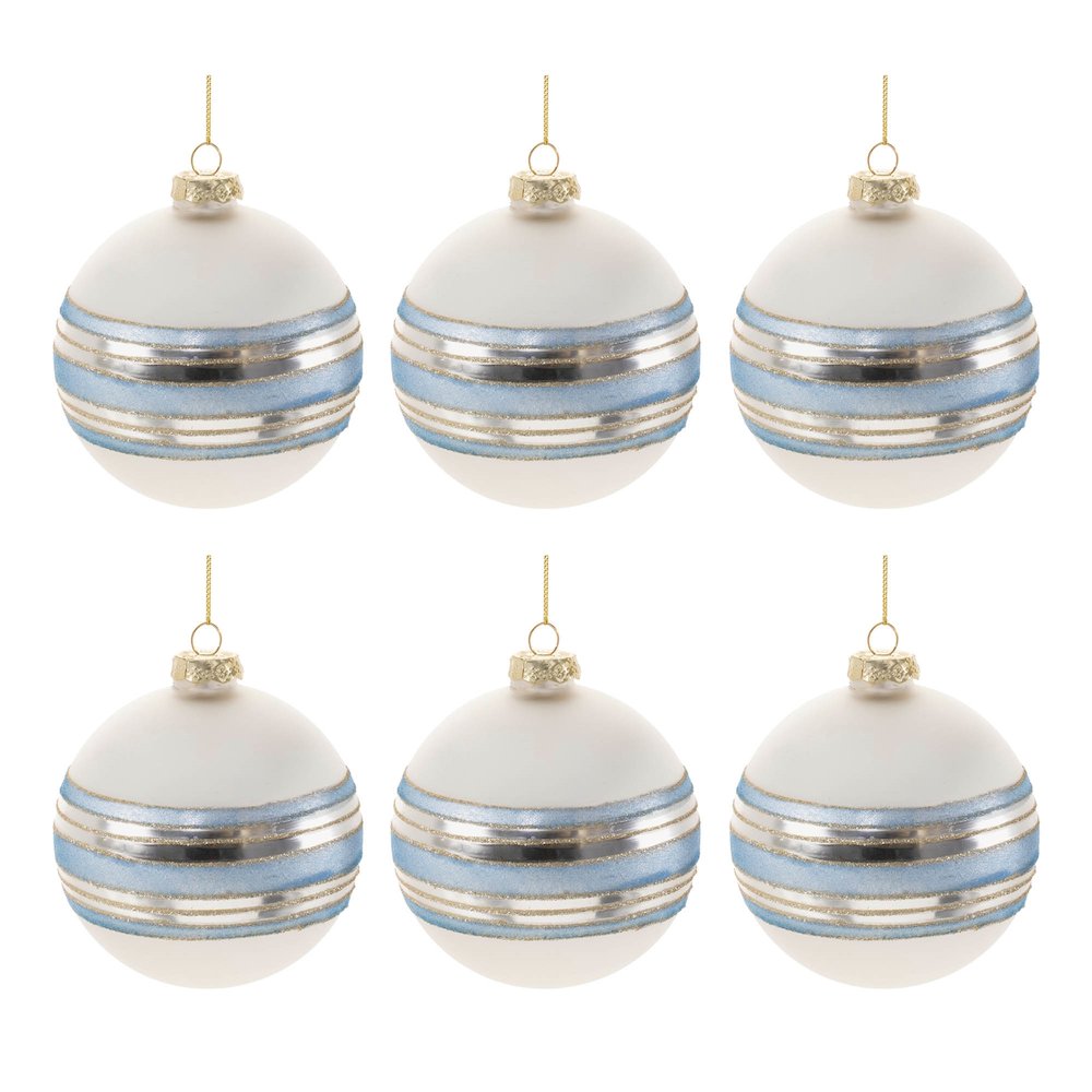 Striped Glass Ball Ornament (Set of 6). Picture 3