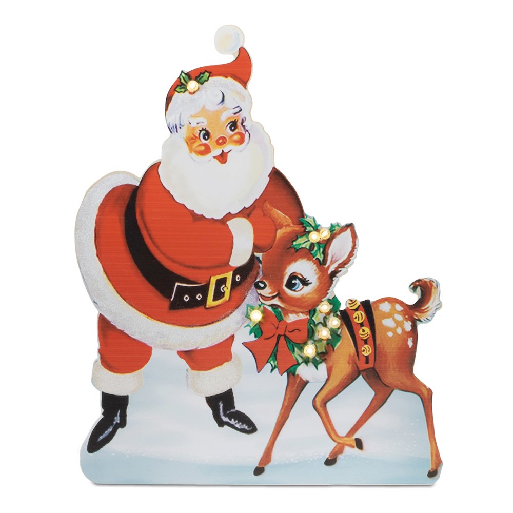 Nostalgic Santa with Deer LED Display 24"H. Picture 1