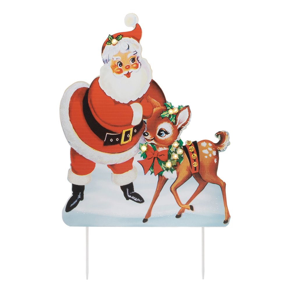 Nostalgic Santa with Deer LED Display 24"H. Picture 2