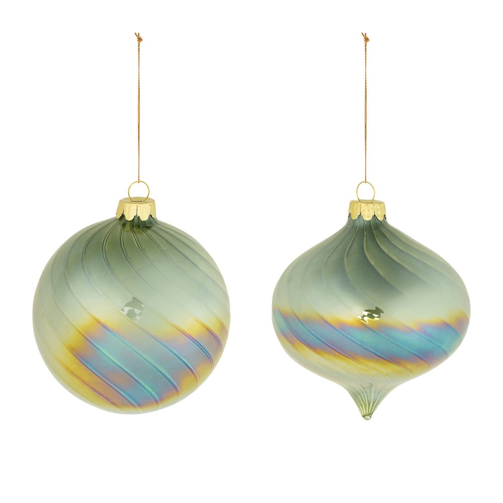 Iridescent Swirled Glass Ornament (Set of 6). Picture 2