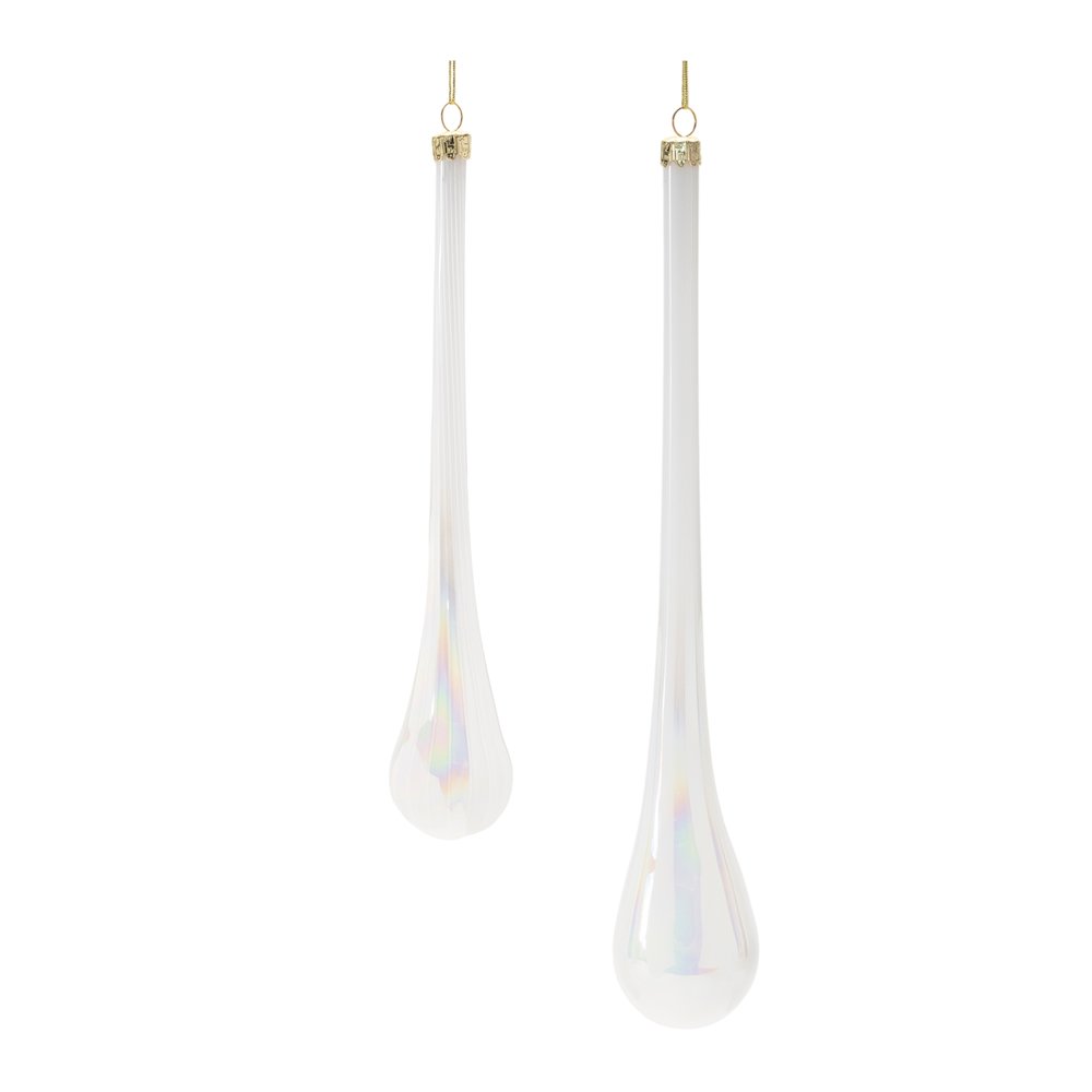 Iridescent Glass Drop Ornament (Set of 6). Picture 1