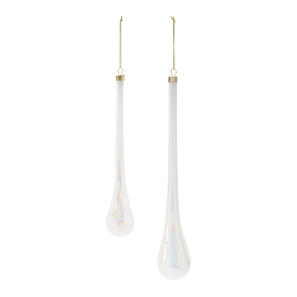 Iridescent Glass Drop Ornament (Set of 6). Picture 2