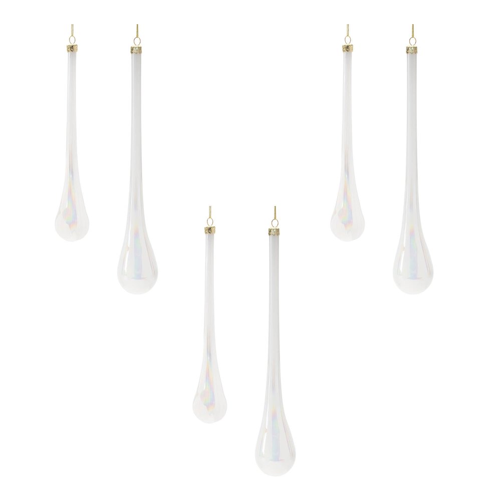 Iridescent Glass Drop Ornament (Set of 6). Picture 3