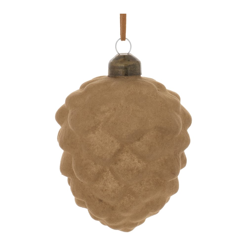 Flocked Glass Pinecone Ornament (Set of 12). Picture 1