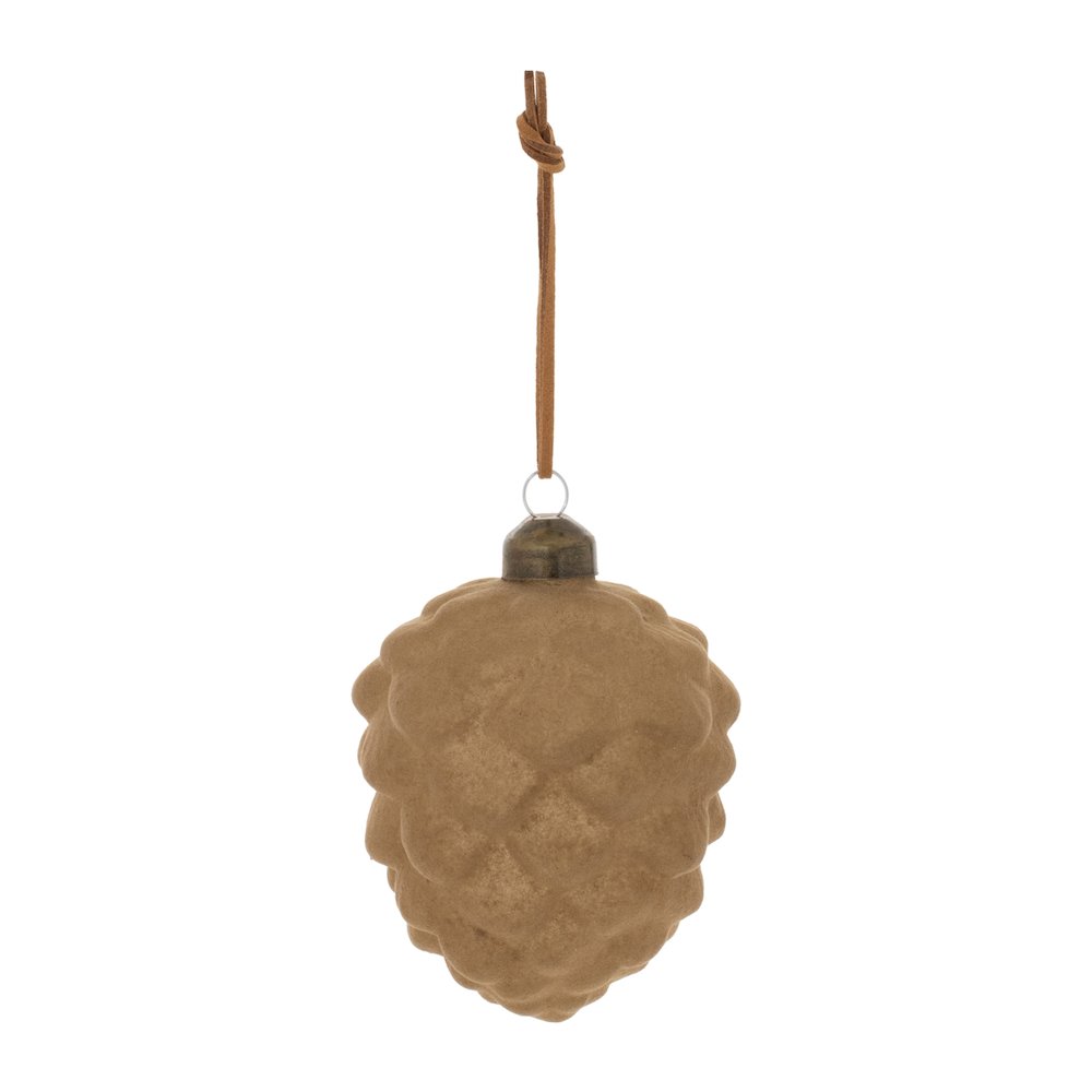 Flocked Glass Pinecone Ornament (Set of 12). Picture 2