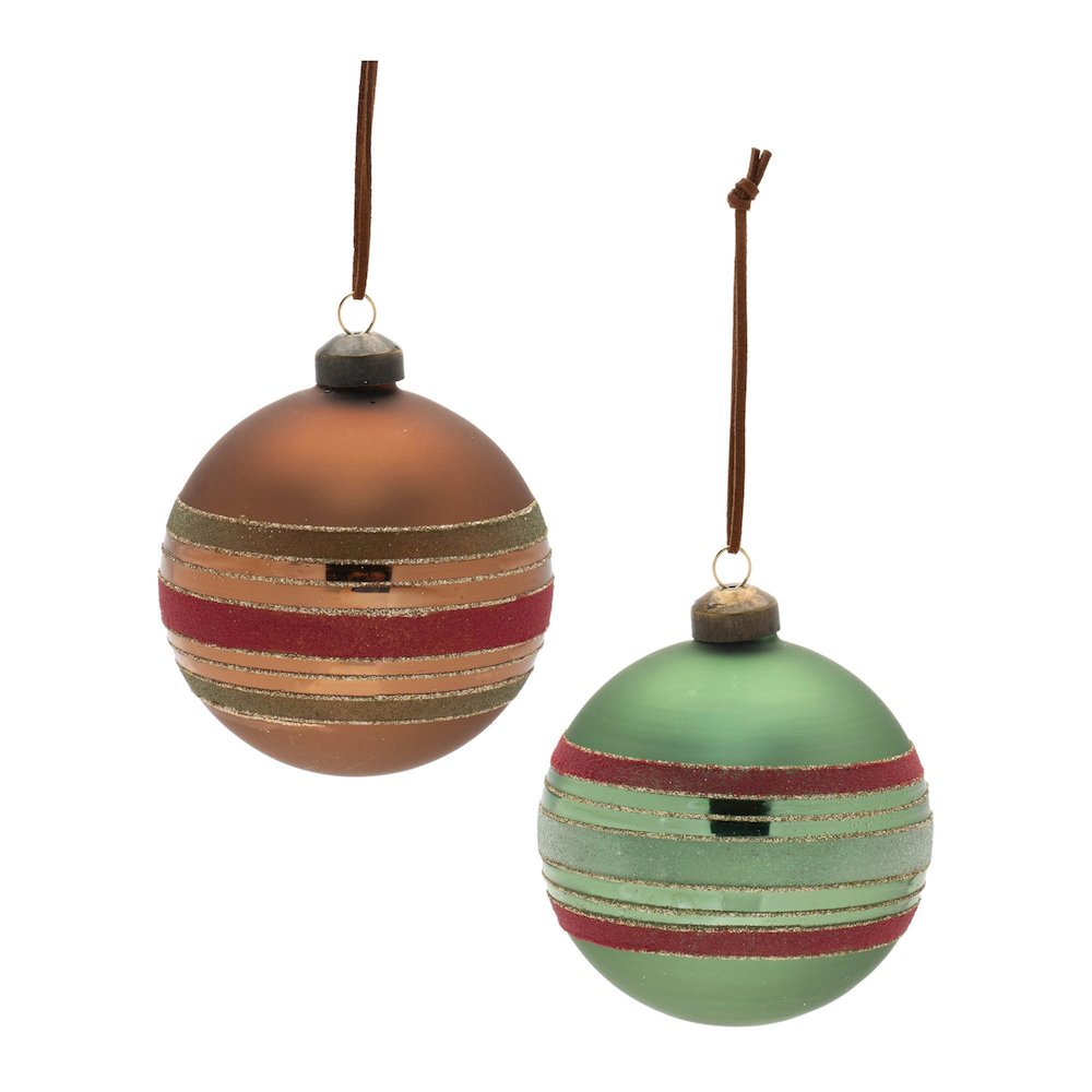 Striped Glass Ball Ornament (Set of 6). Picture 1
