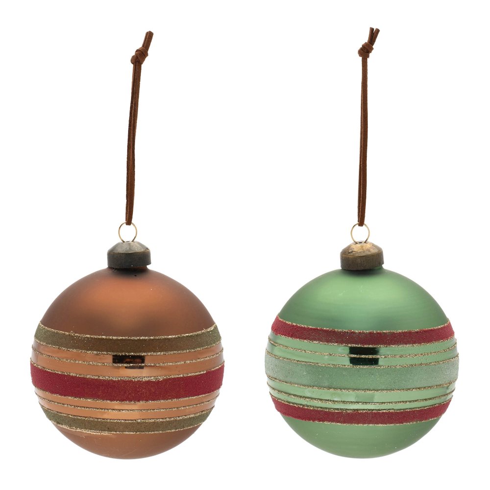 Striped Glass Ball Ornament (Set of 6). Picture 2