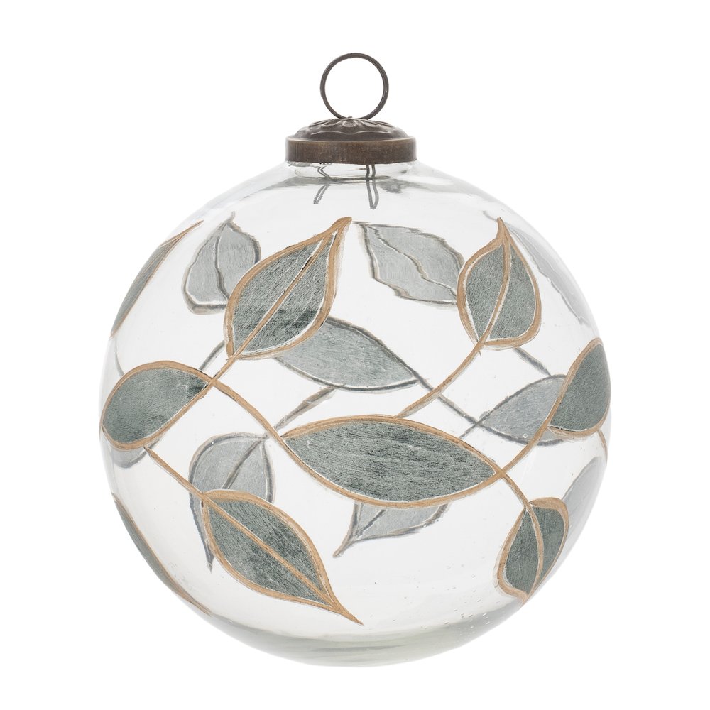 Leaf Etched Ball Ornament (Set of 4). Picture 1