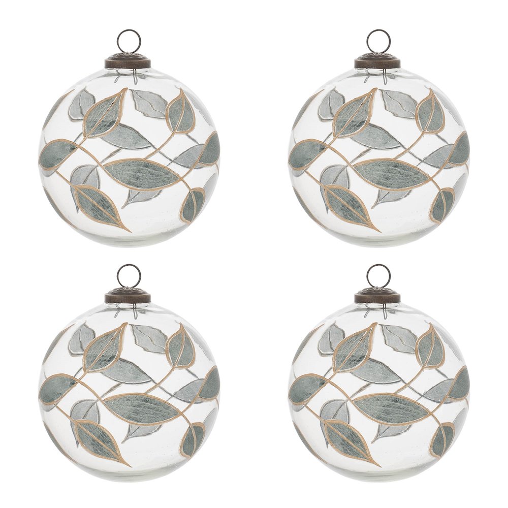 Leaf Etched Ball Ornament (Set of 4). Picture 2
