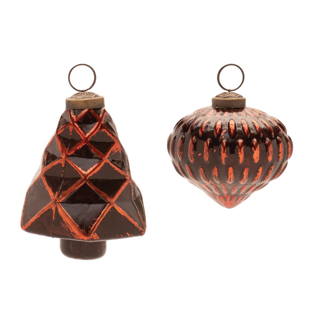 Textured Glass Tree and Onion Ornament (Set of 6). Picture 1