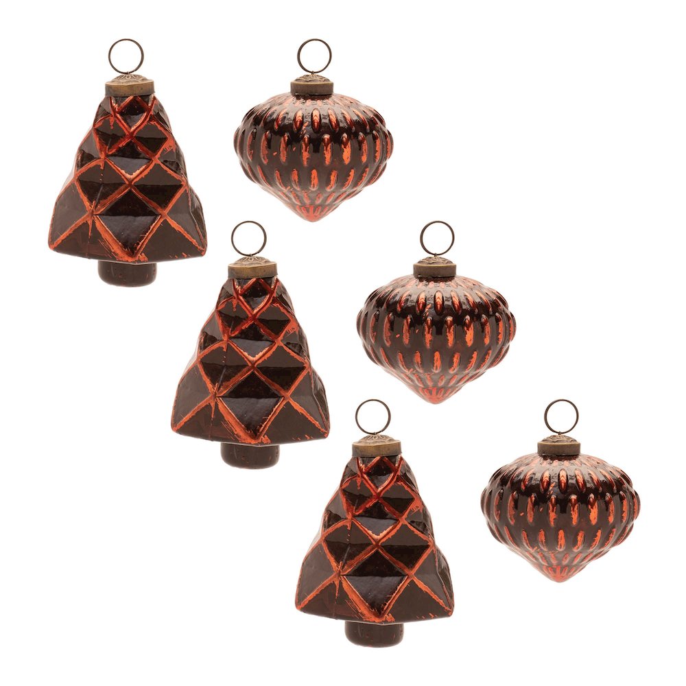 Textured Glass Tree and Onion Ornament (Set of 6). Picture 4