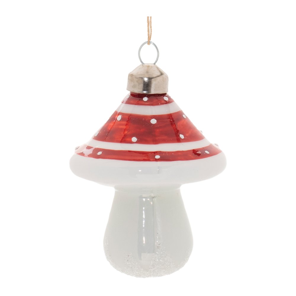 Glittered Glass Mushroom Ornament (Set of 6). Picture 3