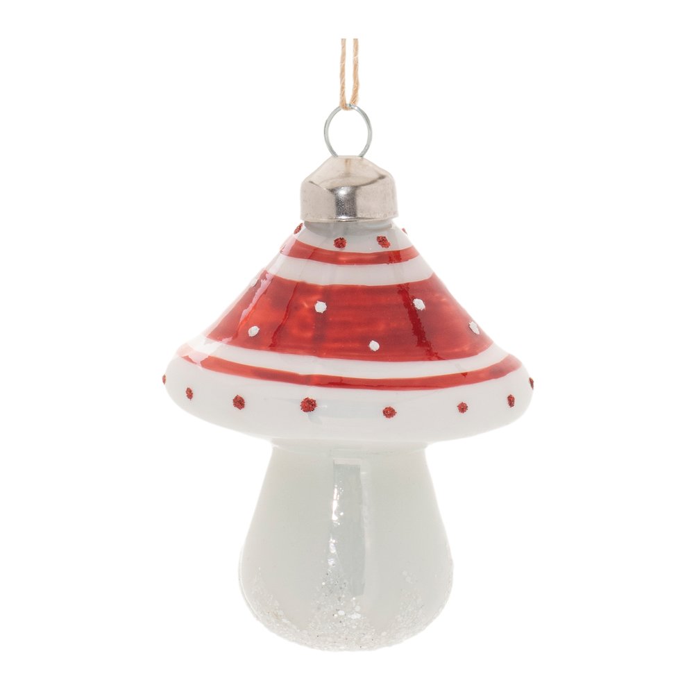 Glittered Glass Mushroom Ornament (Set of 6). Picture 4