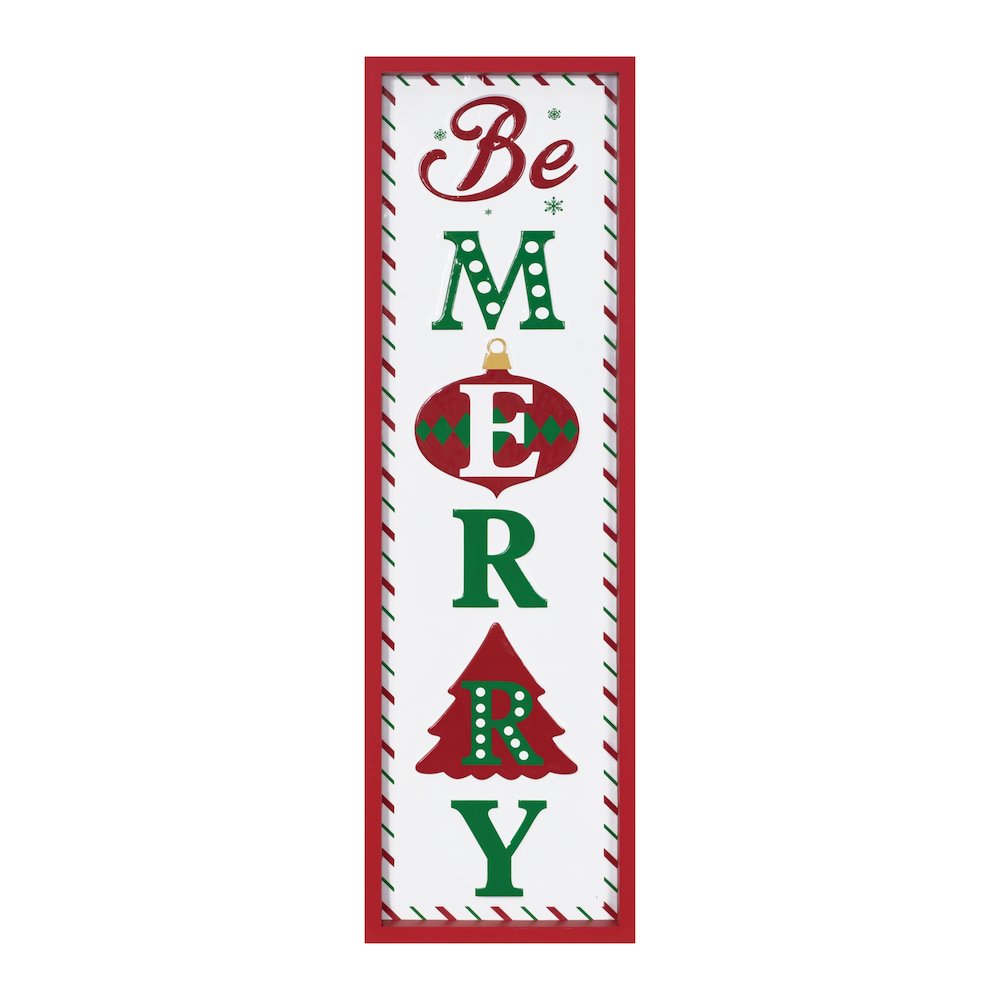 Metal Be Merry Sentiment Sign 30"H. Picture 1