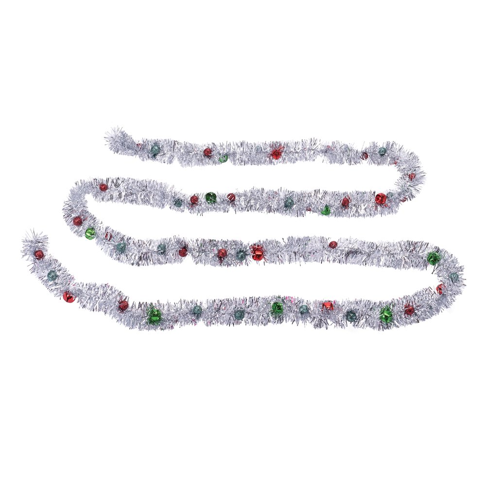 Tinsel Sleigh Bell Ornament Garland (Set of 2). Picture 1