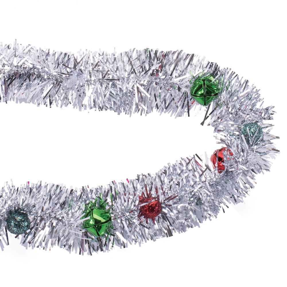 Tinsel Sleigh Bell Ornament Garland (Set of 2). Picture 2