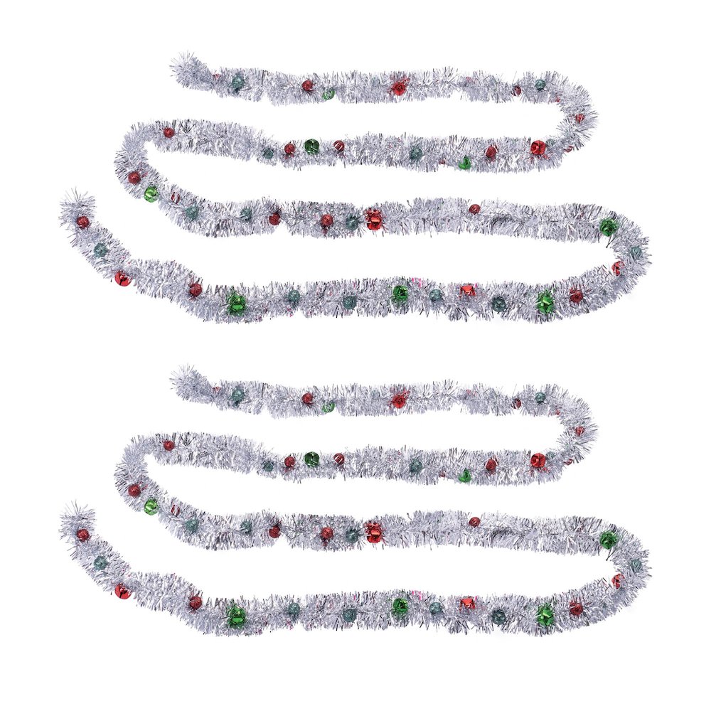 Tinsel Sleigh Bell Ornament Garland (Set of 2). Picture 3
