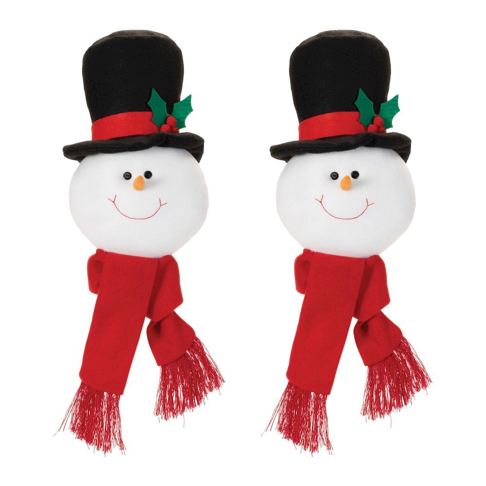 Plush Snowman Head Ornament (Set of 2). Picture 2
