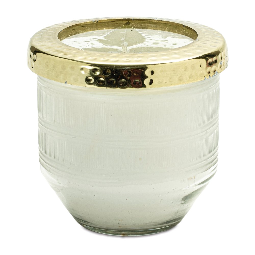 Whit Currant Scented Soy Candle with Pressed Floral Lid 4.25"D. Picture 1