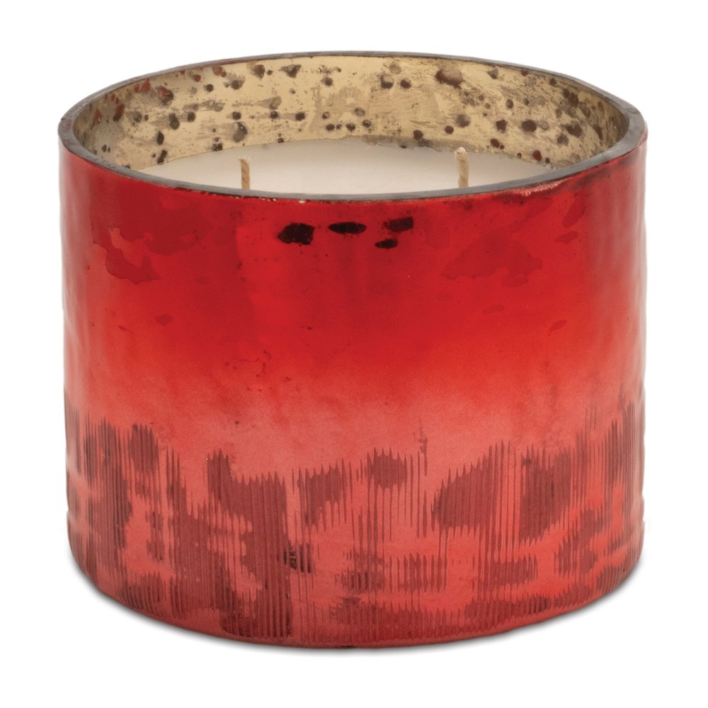 Cranberry Woods Scented Soy Candle with Etched Glass Holder 4"D. Picture 1