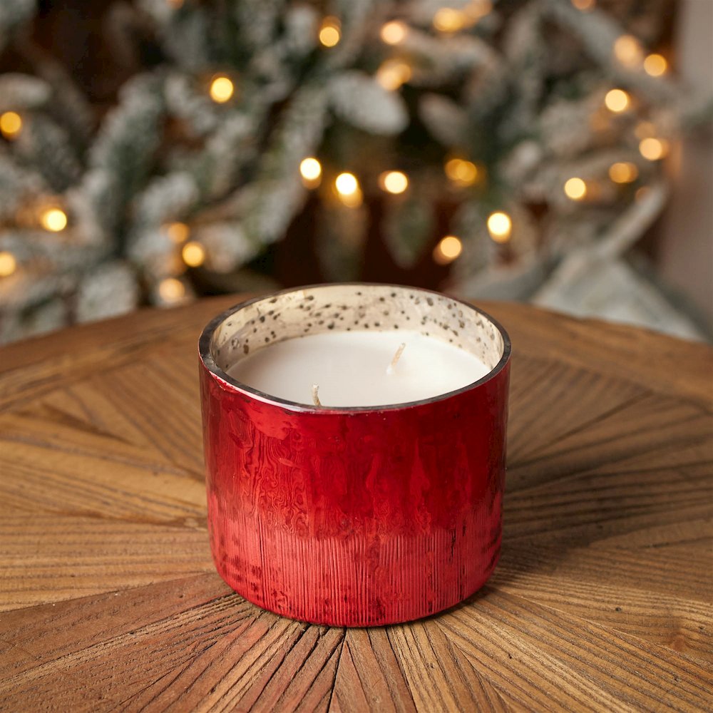 Cranberry Woods Scented Soy Candle with Etched Glass Holder 4"D. Picture 2