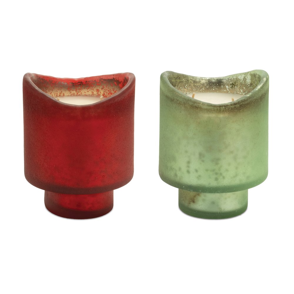 Wassail Scented Soy Candle with Frosted Glass Holder (Set of 2). Picture 1