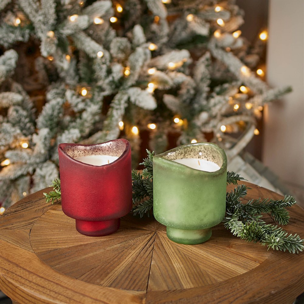 Wassail Scented Soy Candle with Frosted Glass Holder (Set of 2). Picture 2