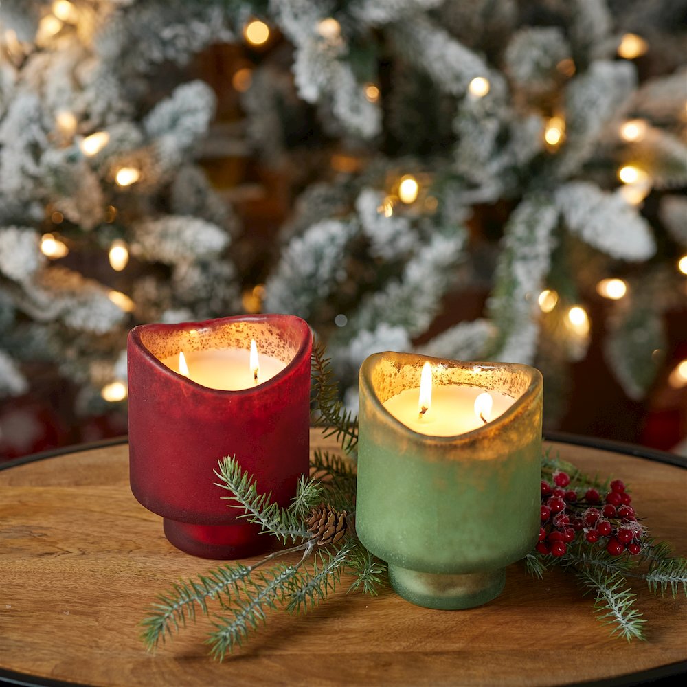 Wassail Scented Soy Candle with Frosted Glass Holder (Set of 2). Picture 6