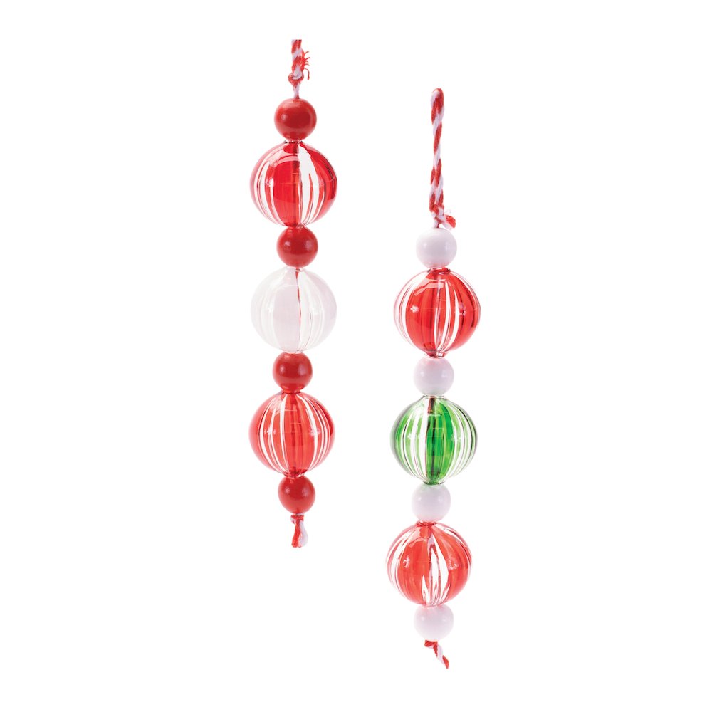 Striped Glass Mini Drop Ornaments – Set of 6. Picture 1