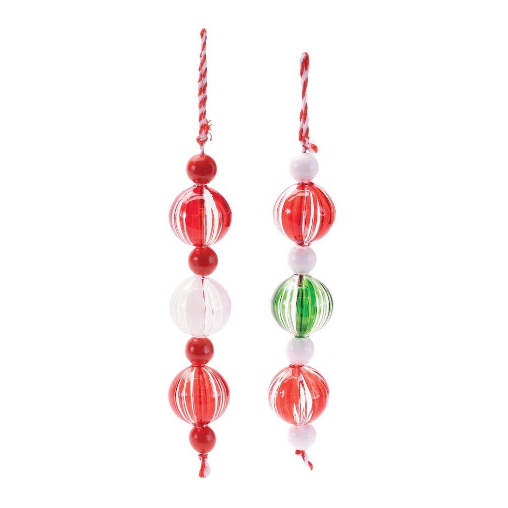 Striped Glass Mini Drop Ornaments – Set of 6. Picture 2