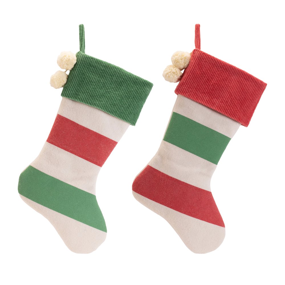 Striped Wool Stocking (Set of 2). Picture 1