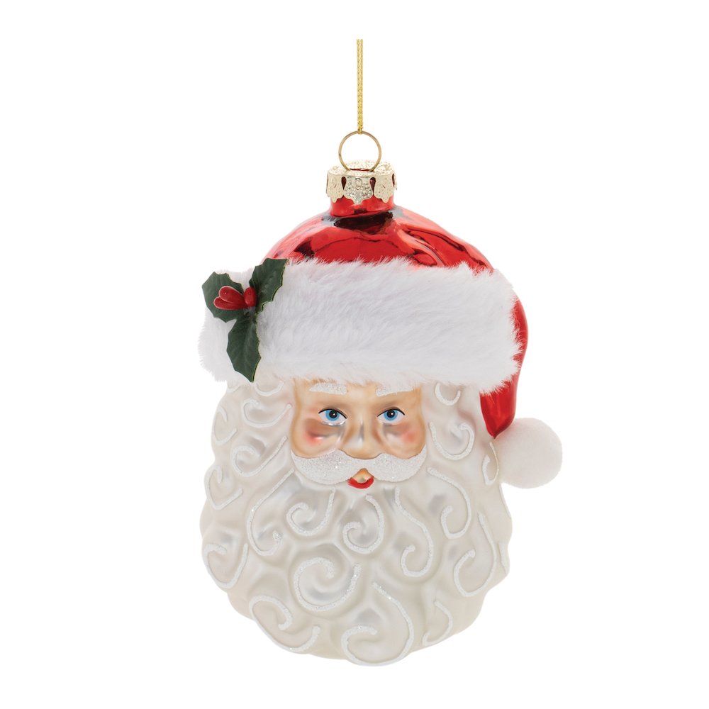 Glass Santa Head Ornament (Set of 12). Picture 1