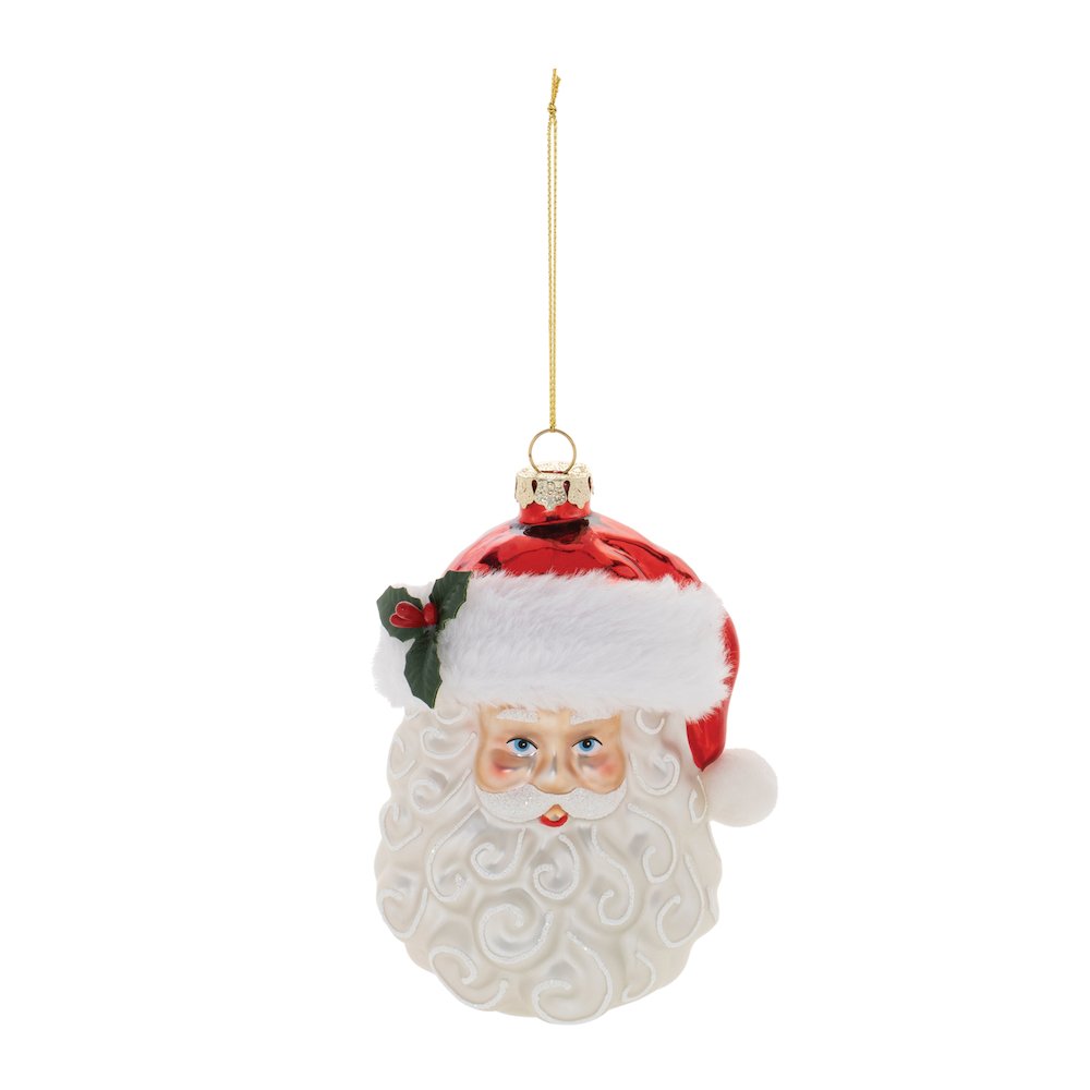 Glass Santa Head Ornament (Set of 12). Picture 3