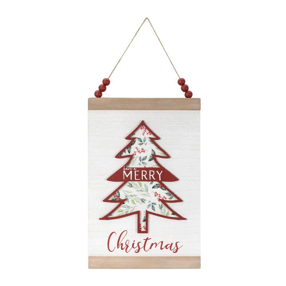 Wood Beaded Merry Christmas Banner (Set of 2). Picture 2