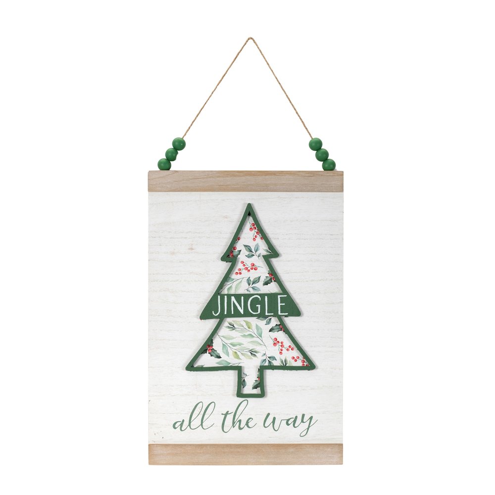 Wood Beaded Merry Christmas Banner (Set of 2). Picture 3