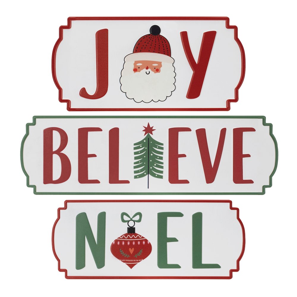 Metal Holiday Sentiment Plaque (Set of 3). Picture 1