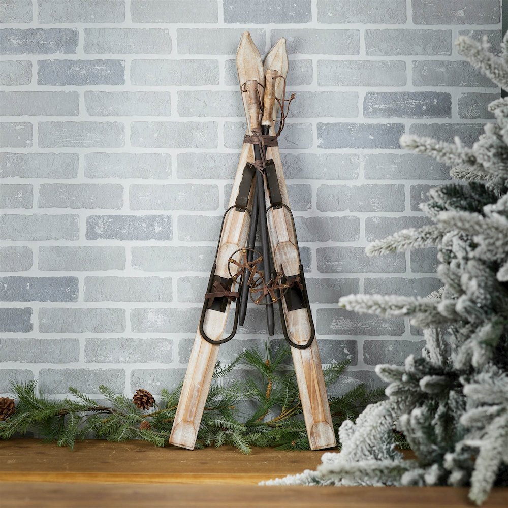 Decorative Pair of Skis and Poles 36"H. Picture 2