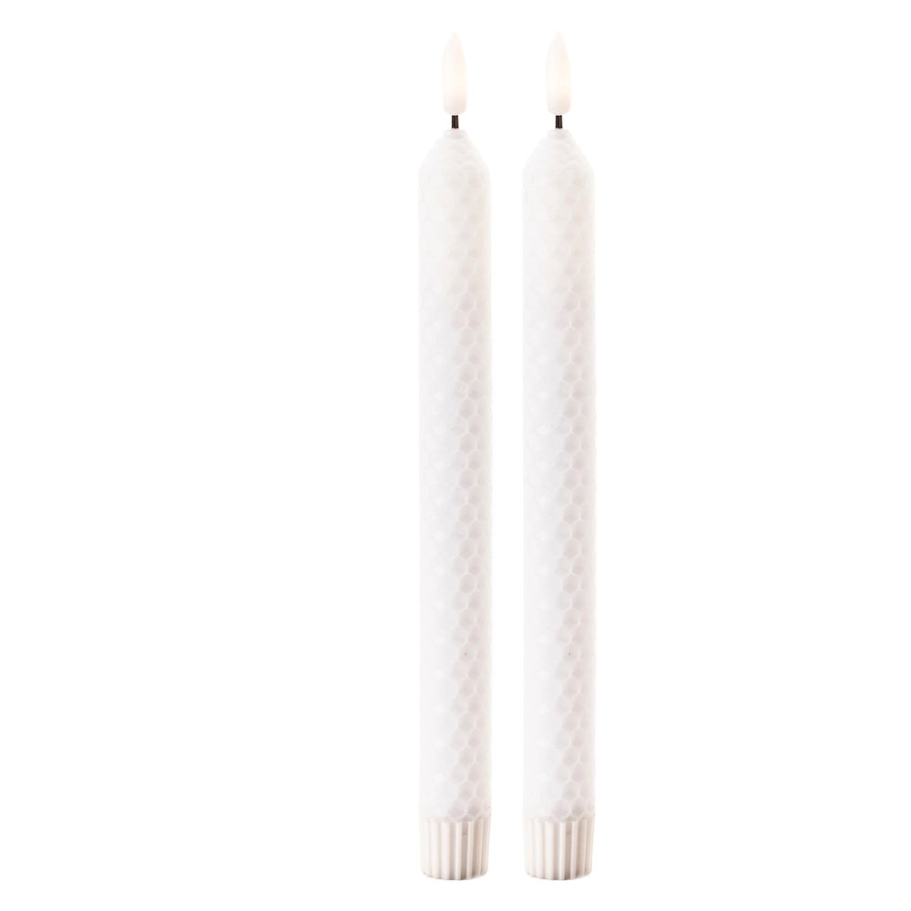 FIA Wick White Textured Taper Candle (Set of 2). Picture 1