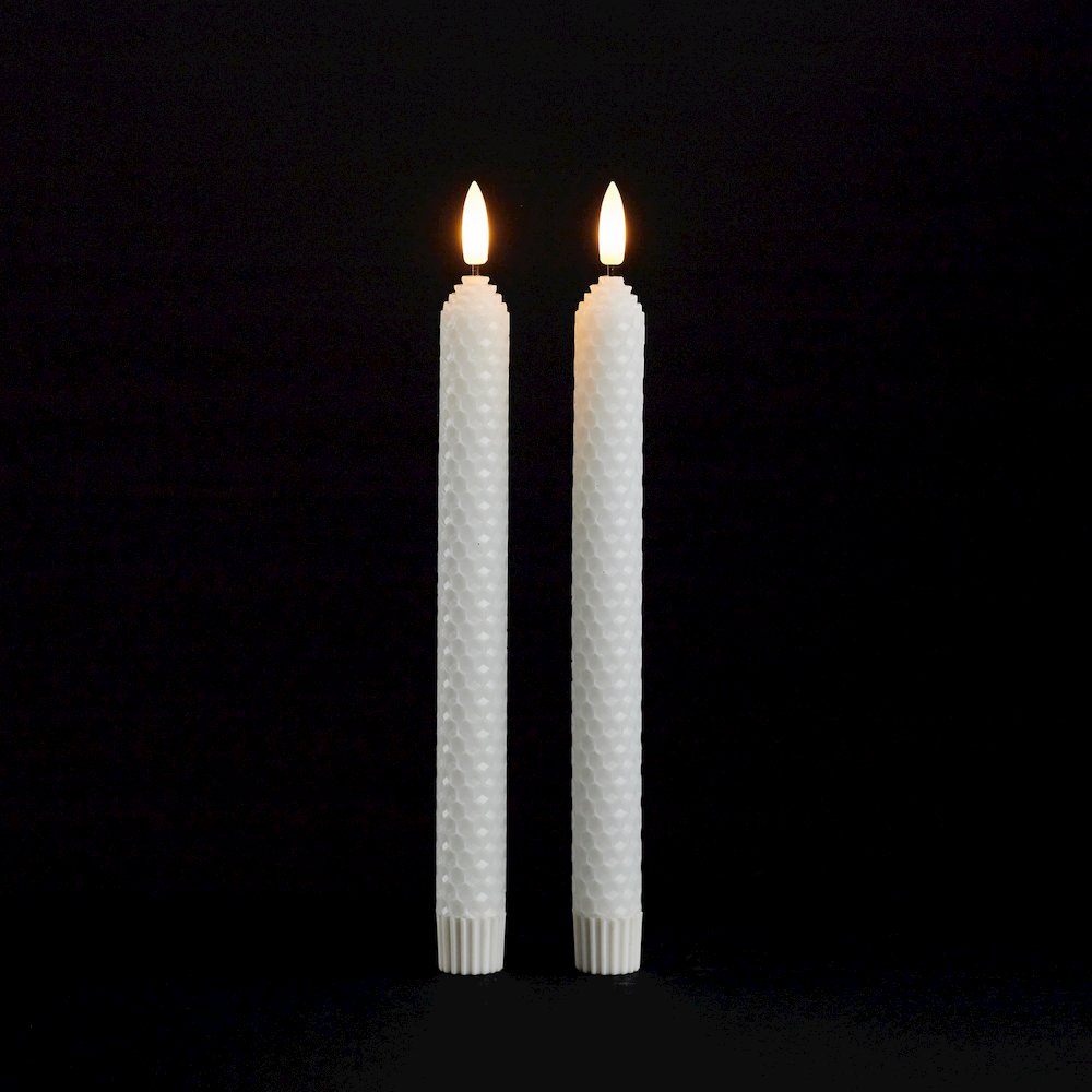 FIA Wick White Textured Taper Candle (Set of 2). Picture 2