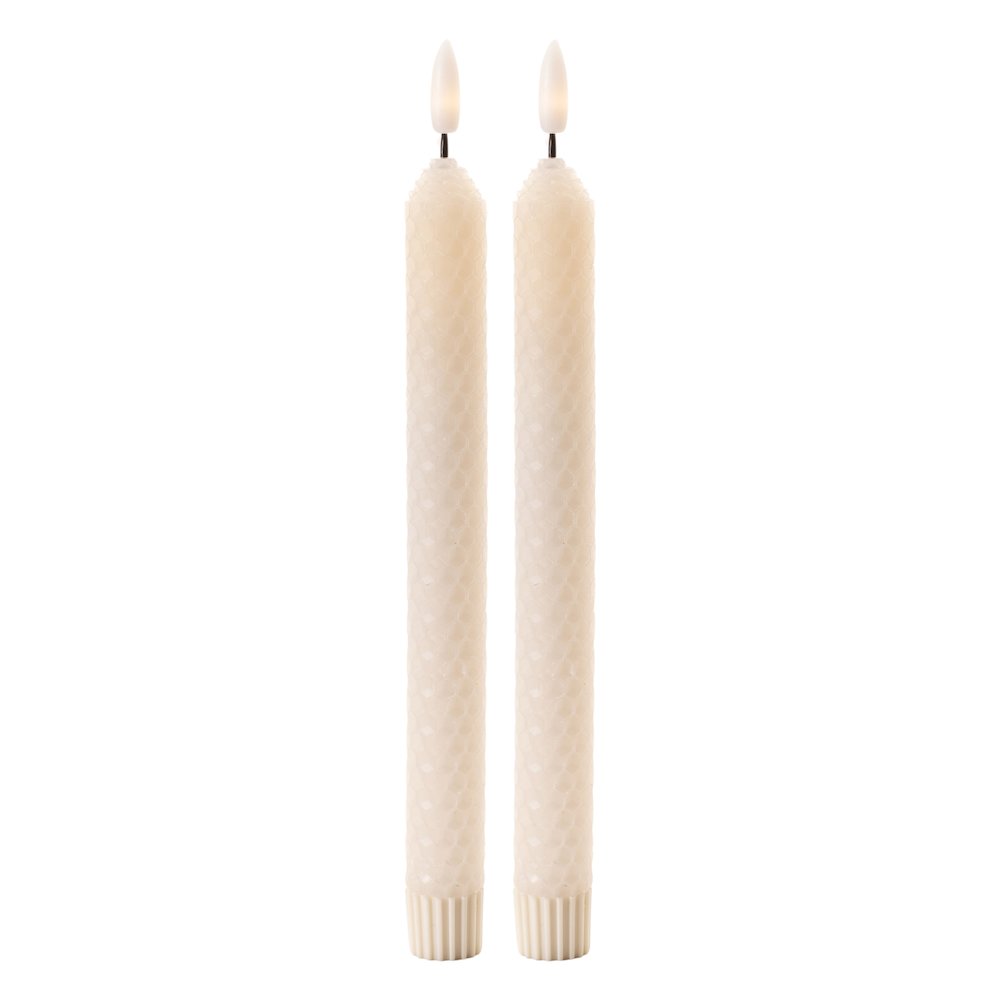 FIA Wick Beige Textured Taper Candle (Set of 2). Picture 1