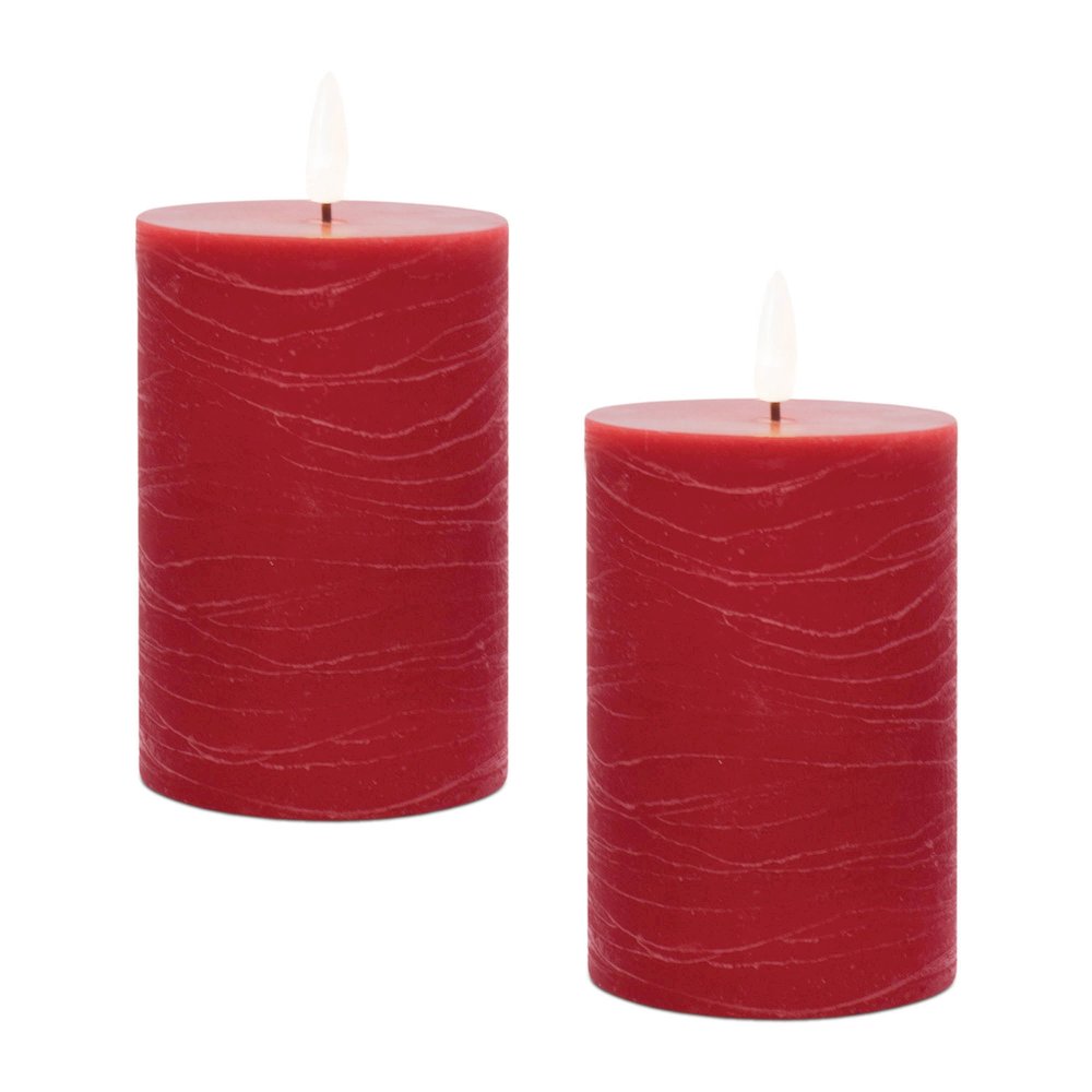 FIA Wick Red Pillar Candle (Set of 2). Picture 3