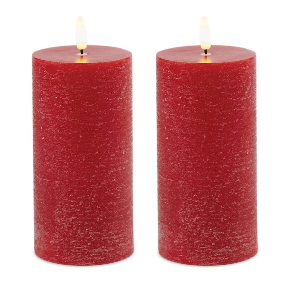 FIA Wick Red Pillar Candle (Set of 2). Picture 3