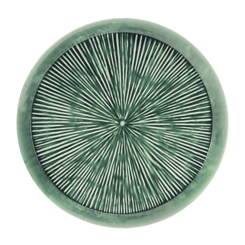 Round Etched Metal Tray 13.5"D. Picture 2