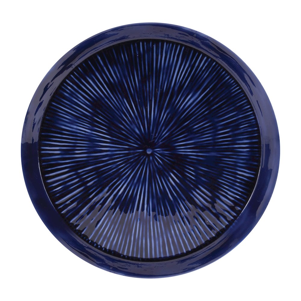 Round Etched Metal Tray 13.5"D. Picture 2